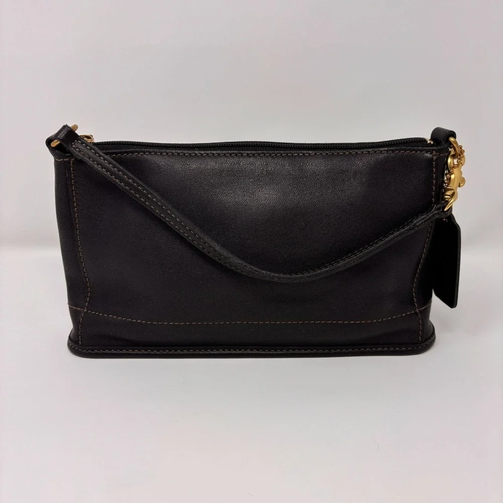 COACH 9311 Demi Bleecker Bag Black Leather Purse Vintage Baguettee USA E0C-9311